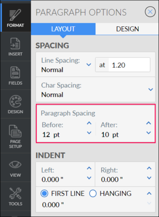 Change paragraph spacing Change paragraph spacing