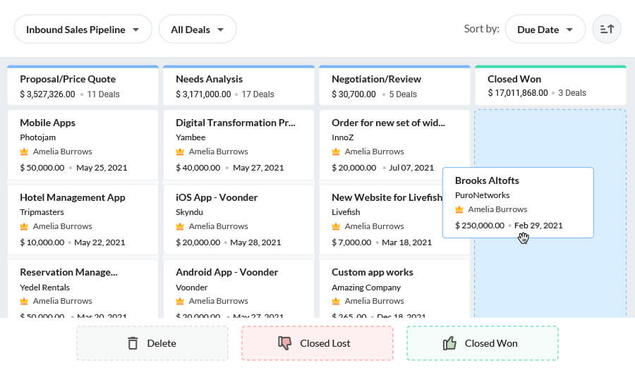 Follow up easily with tags–Bigin by Zoho CRM.