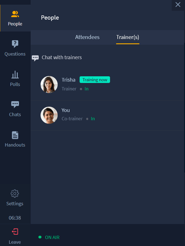 Host training classes in real-time