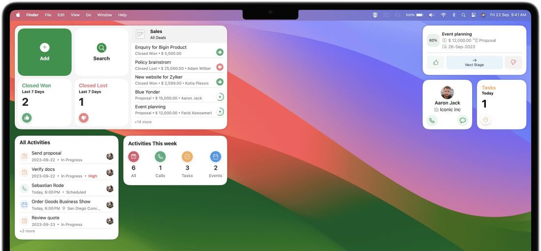 Lock screen widgets in iOS - Bigin by Zoho CRM