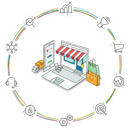 E-commerce analytics dashboard showing sales, inventory and customer metrics