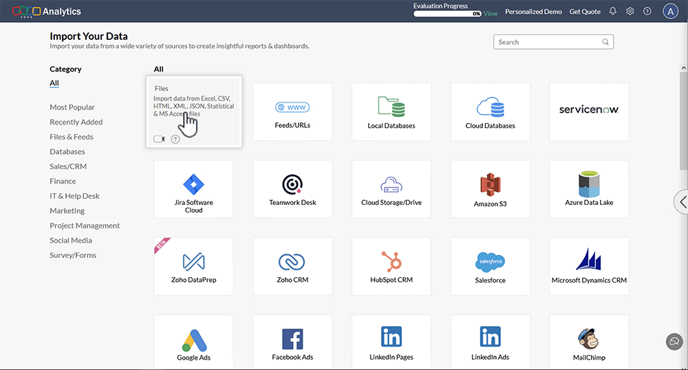 Bắt đầu với Zoho Analytics tại chỗ Bắt đầu với Zoho Analytics tại chỗ