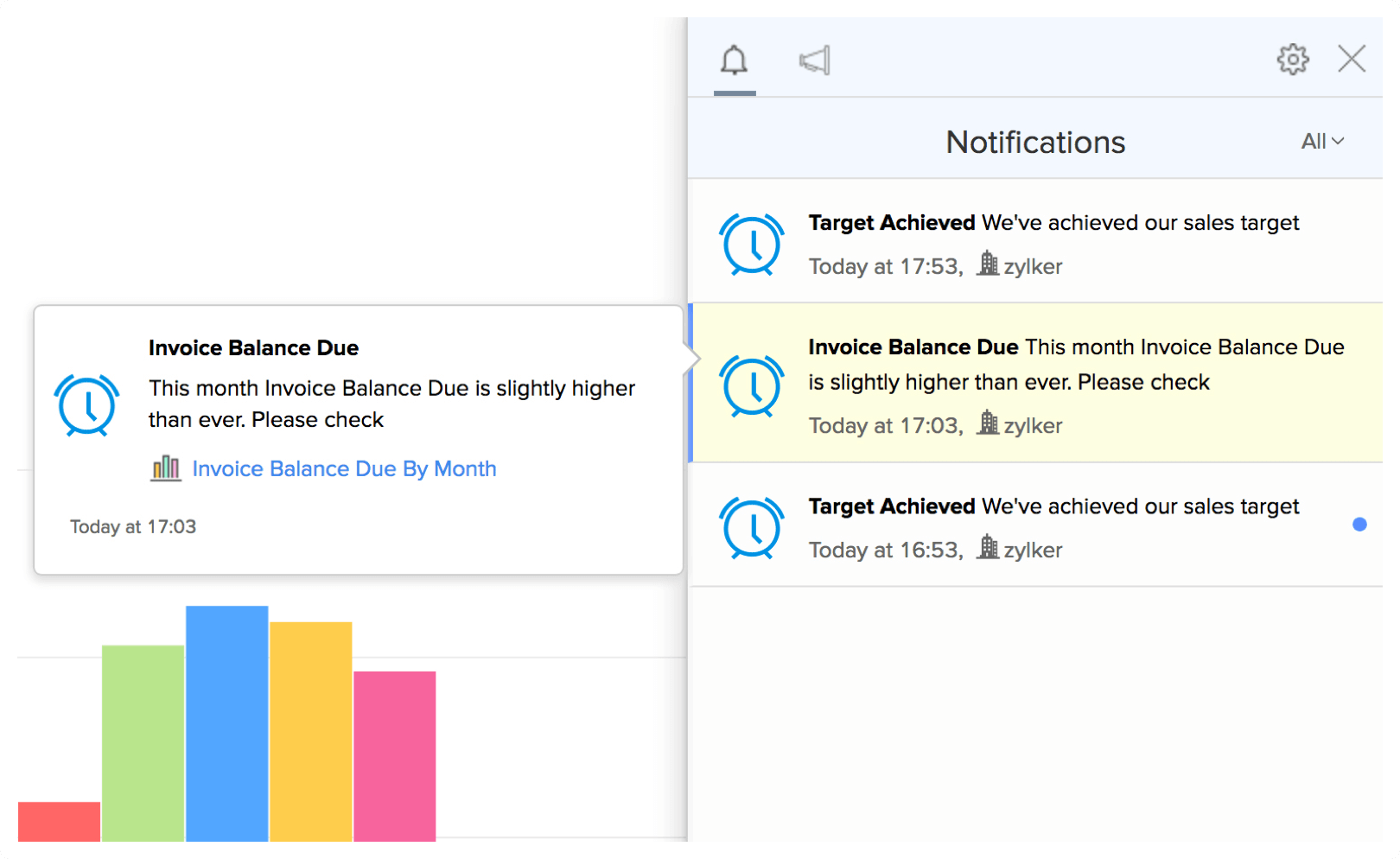 Set up contextual alerts for financial metrics - Zoho Analytics