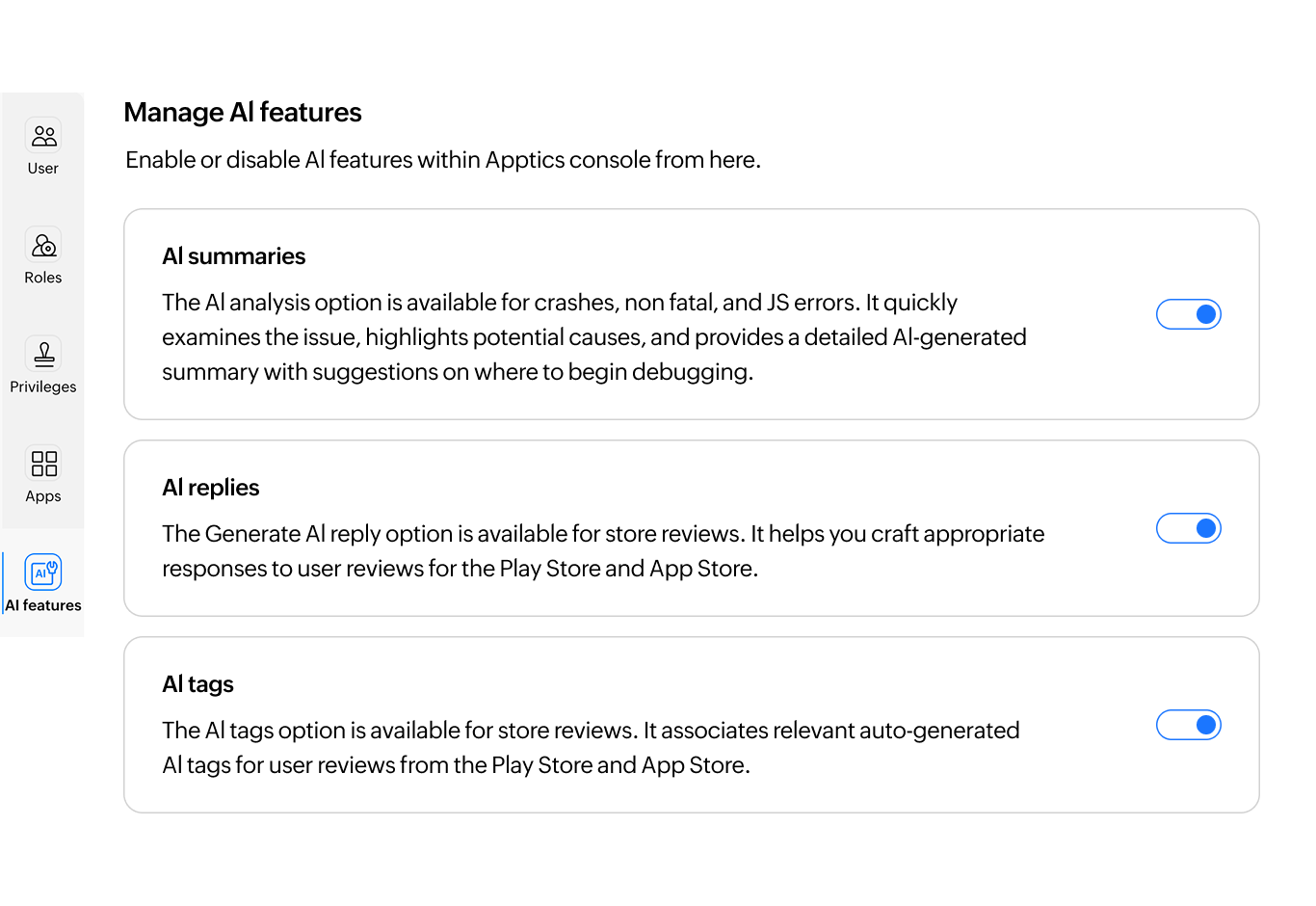 AI governance settings