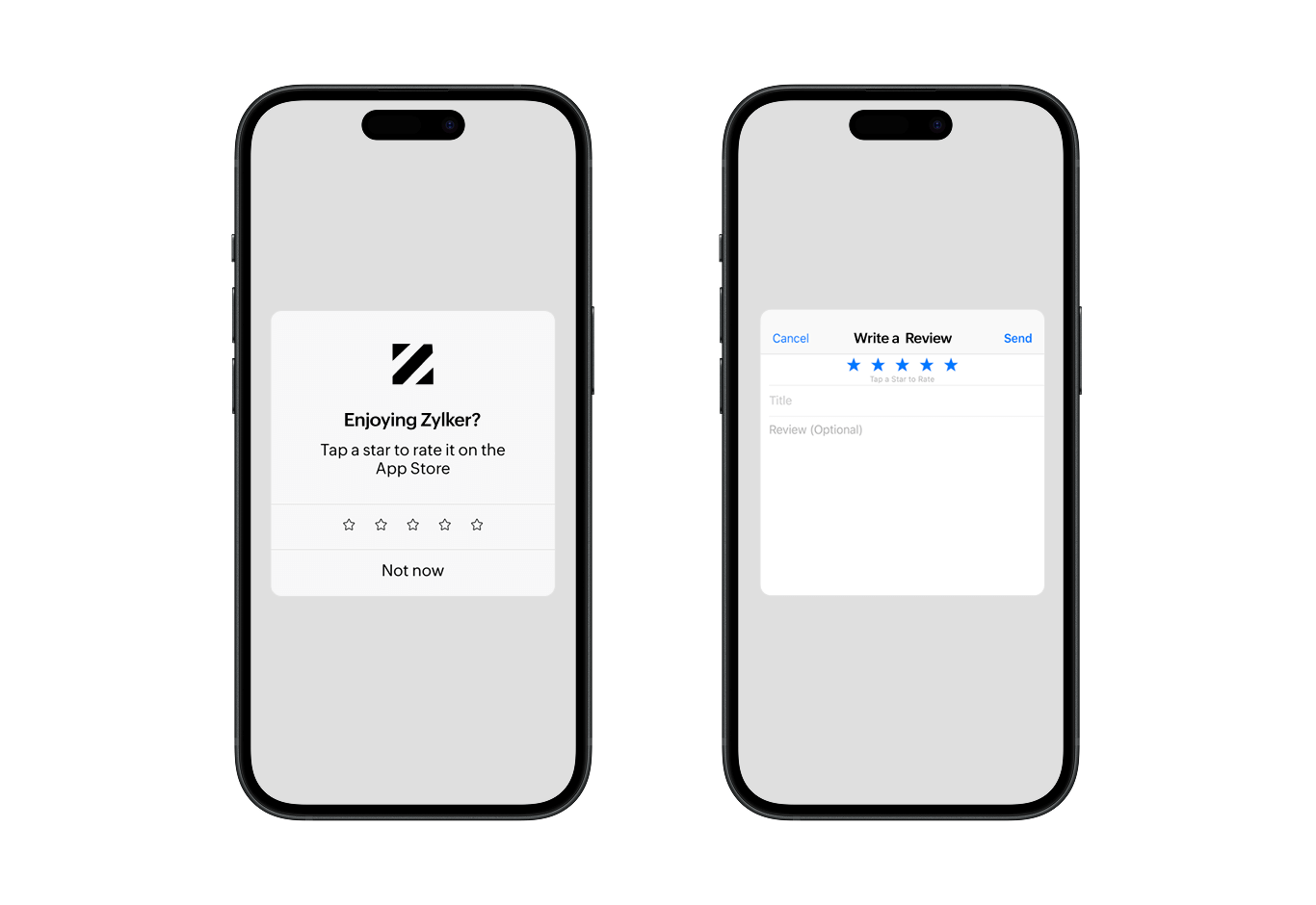Ratings pop up configuration