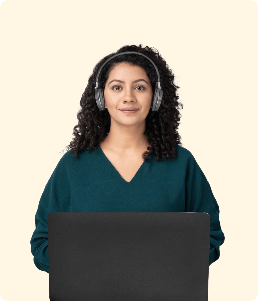 Woman using a laptop with an 'Invite to join' message displayed.