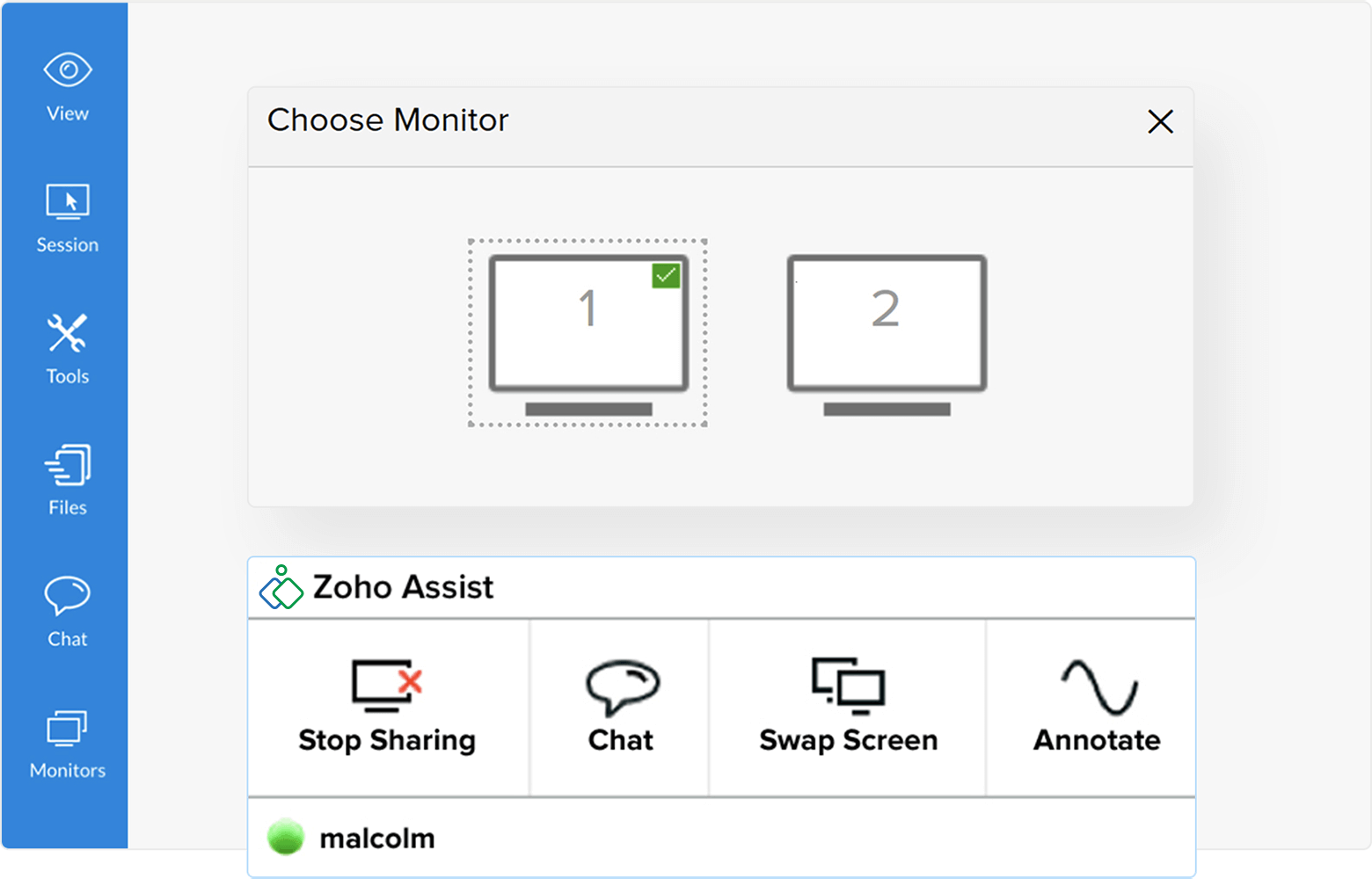 Software de área de trabalho remota para Mac com vários monitores - TÍTULO do Zoho Assist: Software de área de trabalho remota para Mac com vários monitores