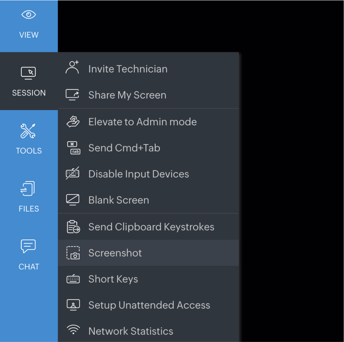screenshot during a remote session