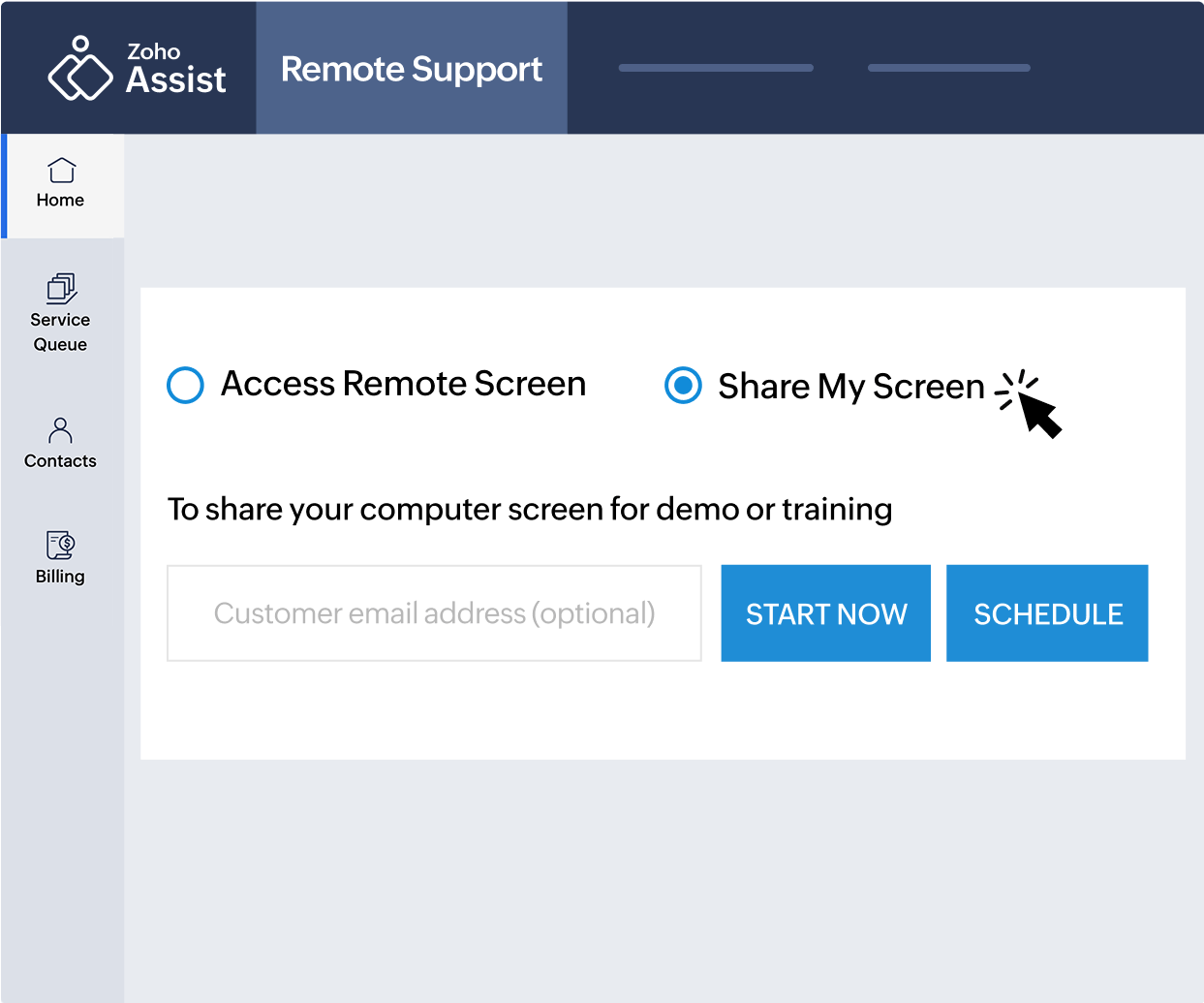 share your screen with Zoho Assist