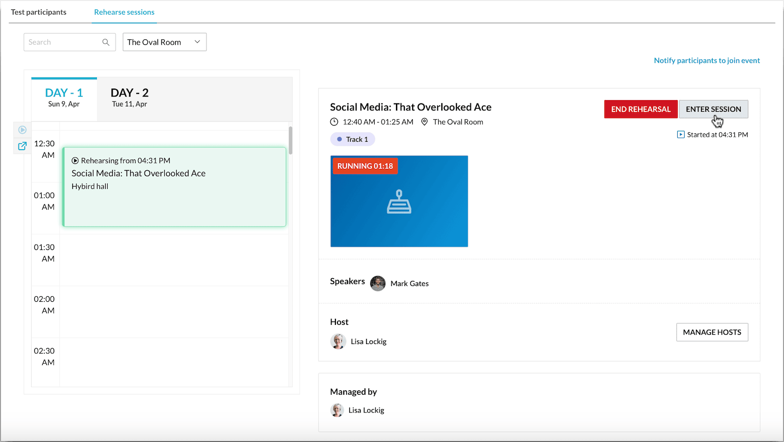 Rehearse your sessions as many times as you need with Backstage OnAir.