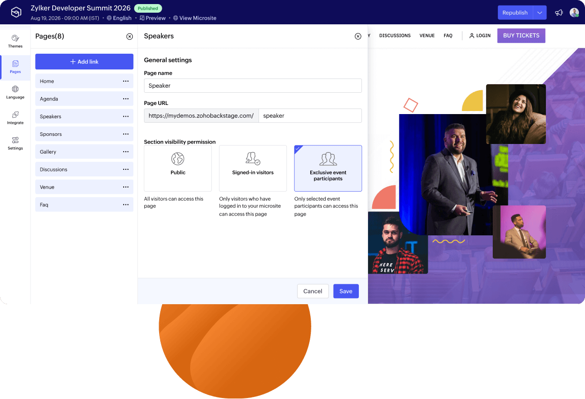 Structure navigation around your event