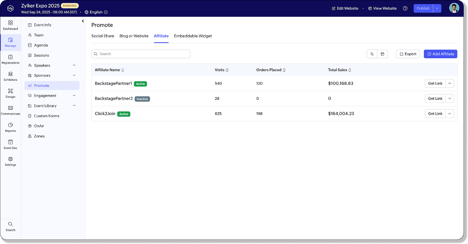 Manage your referrals with Zoho Backstage