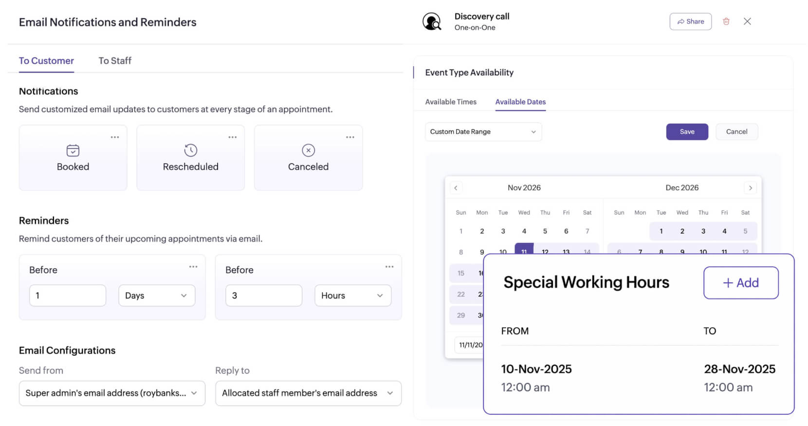 Zoho Bookings appointment scheduling rules Appointment scheduling rules in Zoho Bookings