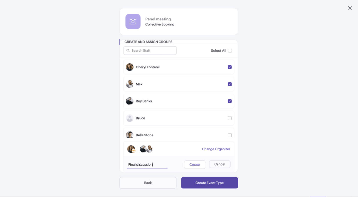 Set panel meeting via Zoho Bookings Panel meeting in Zoho Bookings