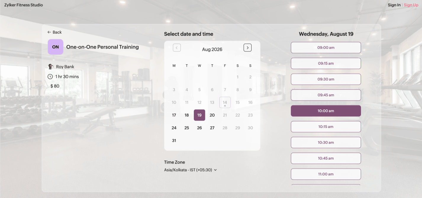 A customizable booking page for your brand