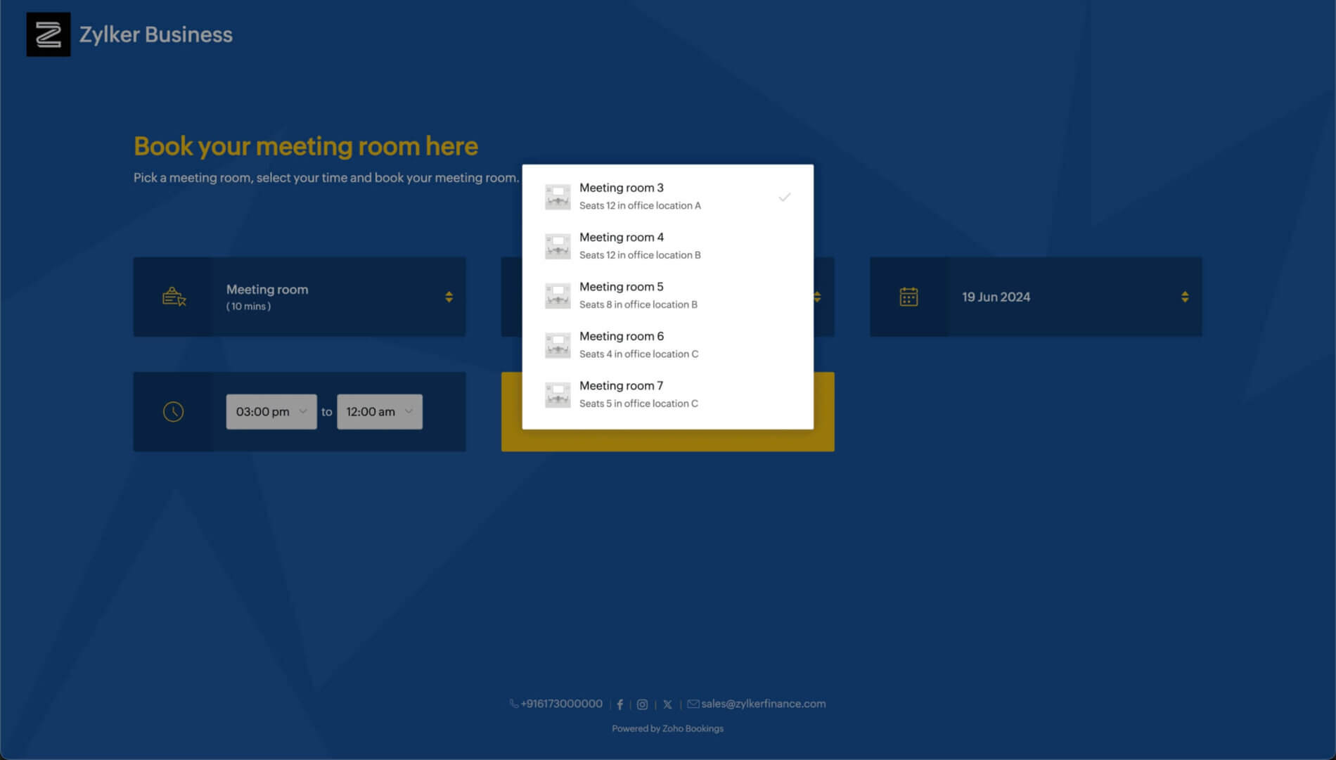Meeting room scheduling in Zoho Bookings Zoho Bookings resource management