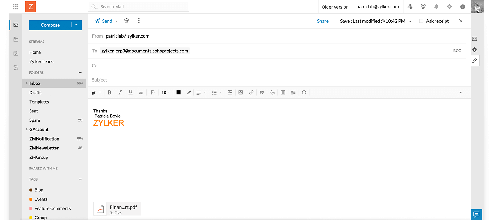 Upload a document via email