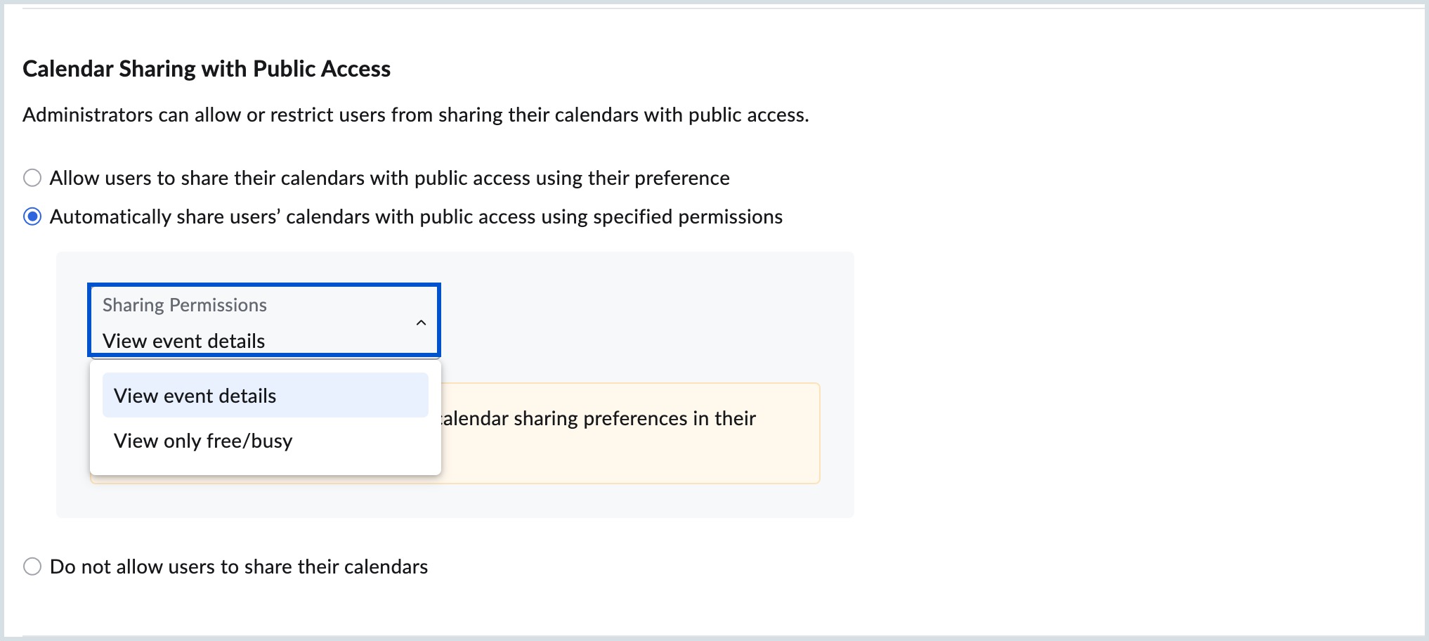 Calendar sharing with public access Calendar sharing with public access