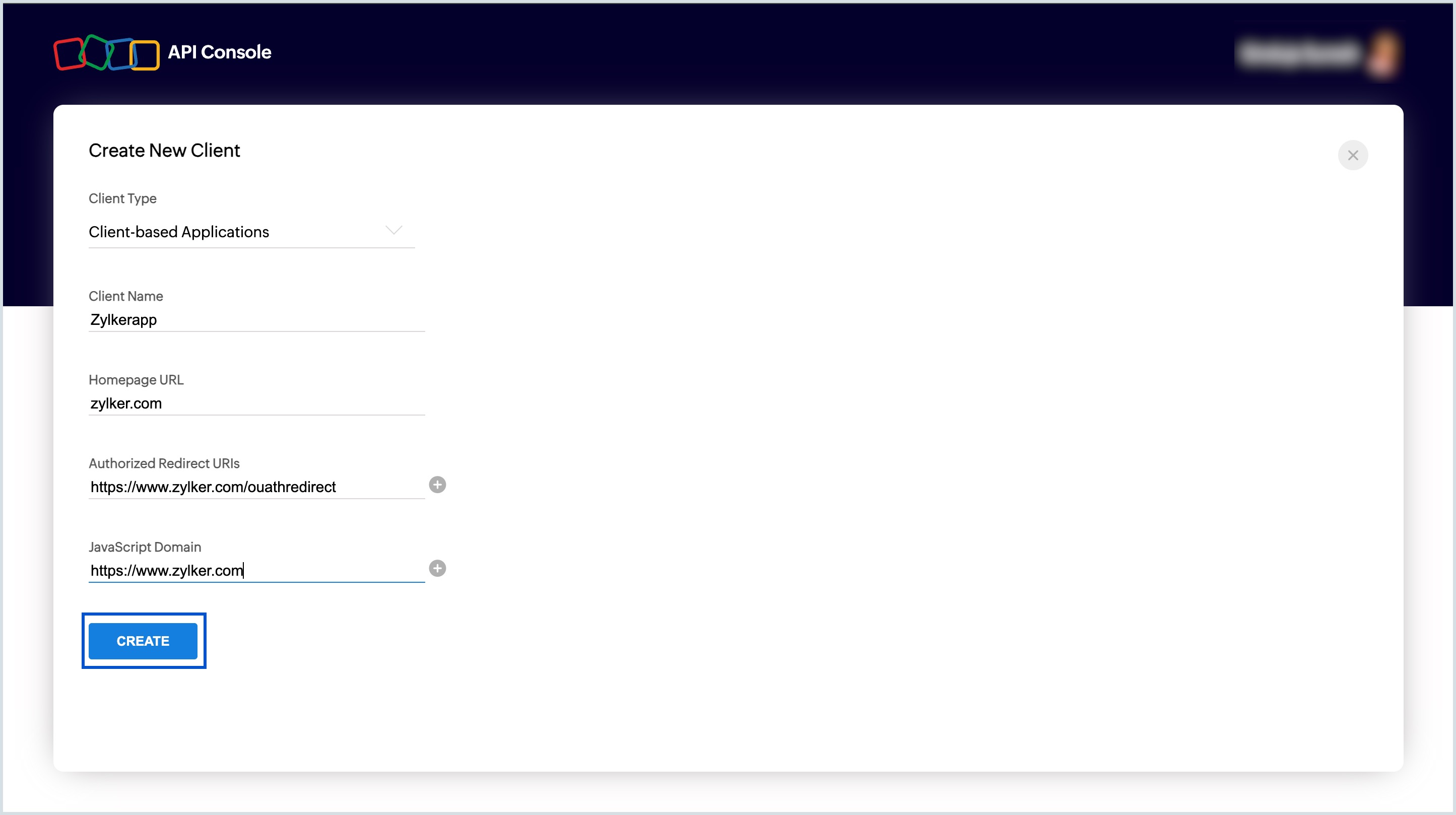 Create New Client Create New Client