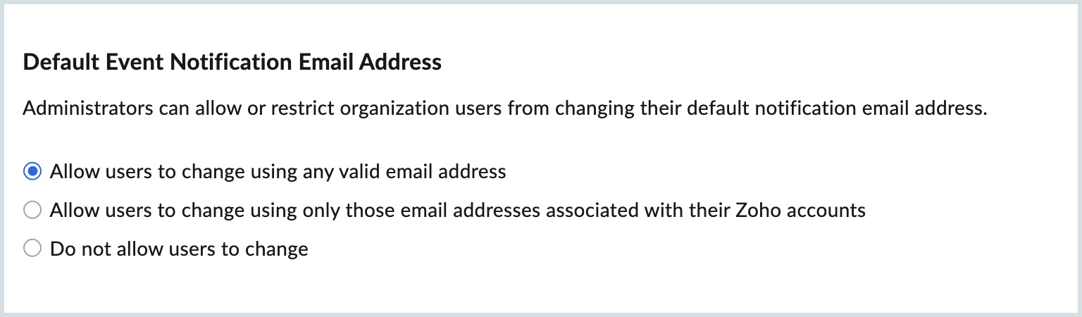 Default event notification email address Default event notification email address