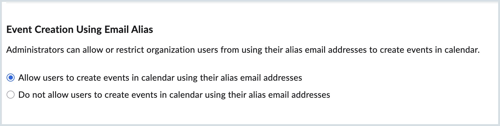 Event creation using email alias Event creation using email alias