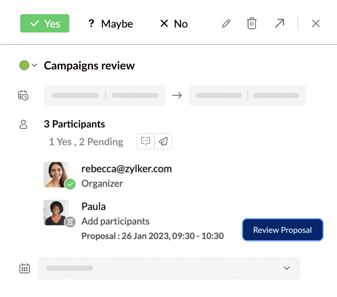 Event time proposal for an organized meeting