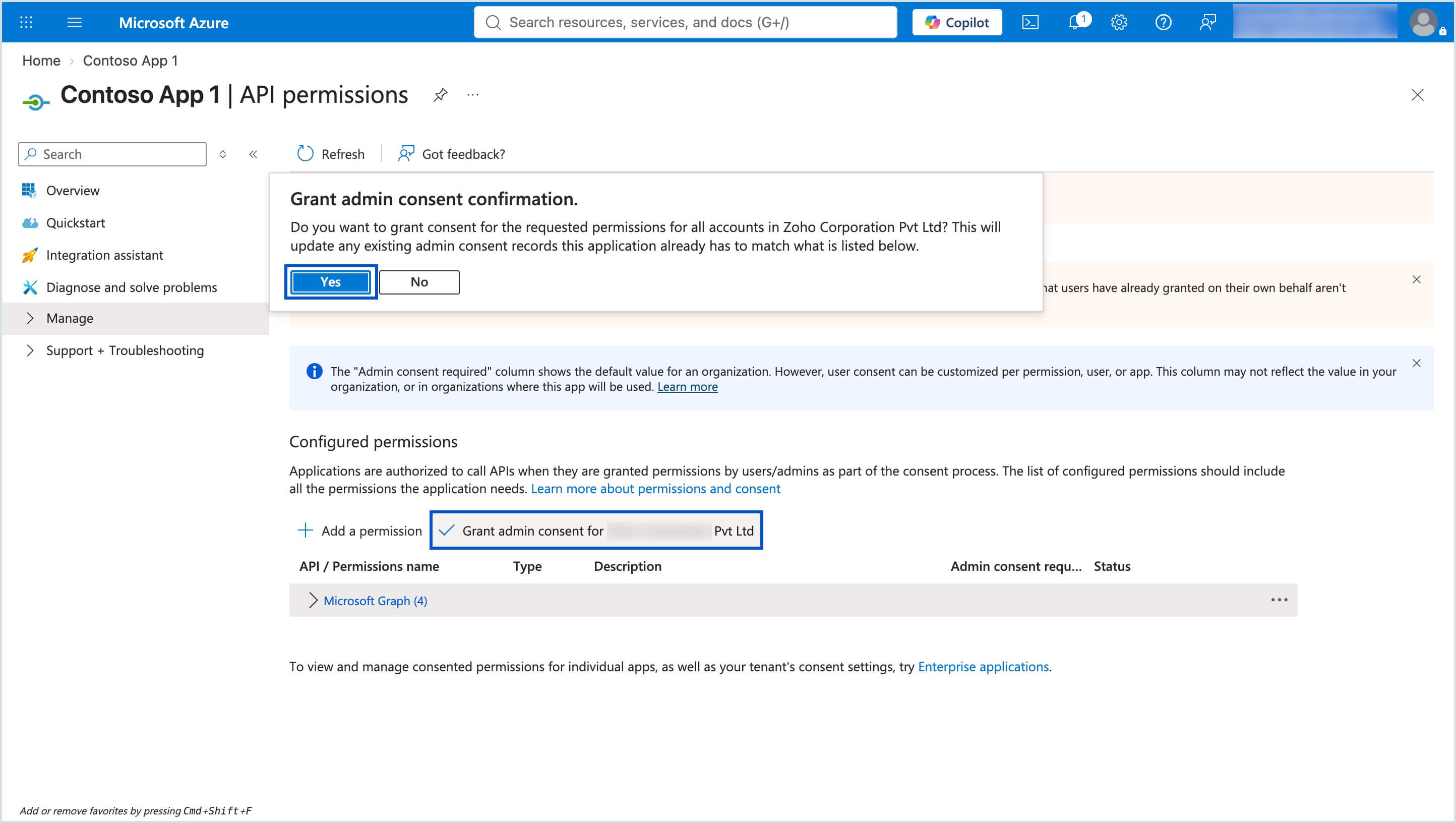 Grant Admin consent Grant Admin consent