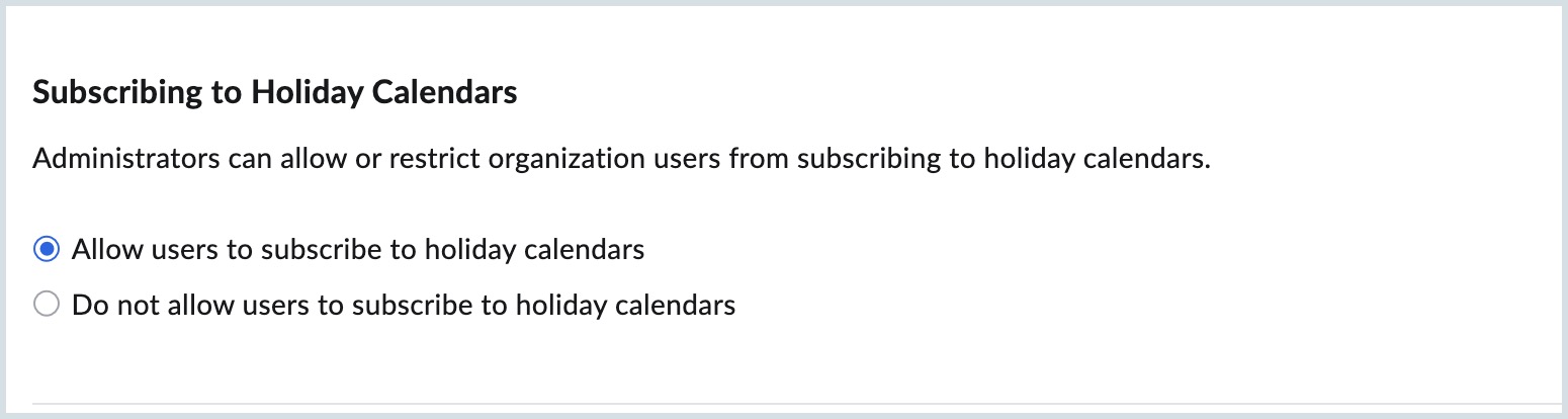 Subscribing to holiday calendars Subscribing to holiday calendars