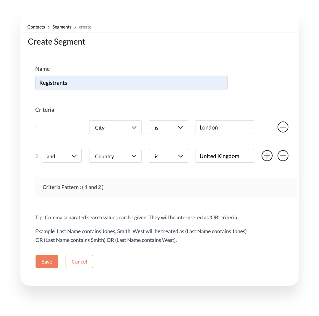 Segmentation create