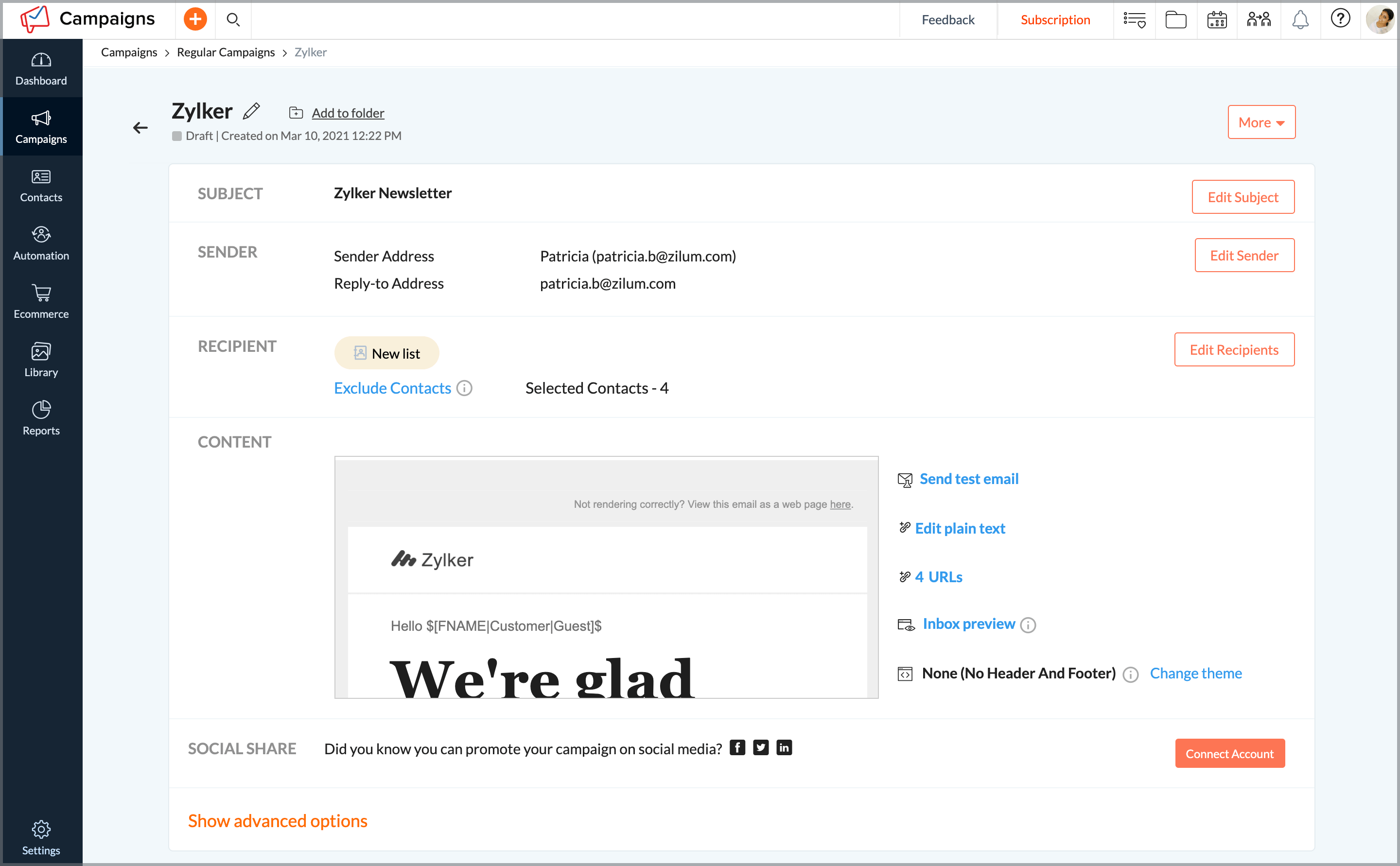 Can I send calendar based emails to my contacts?