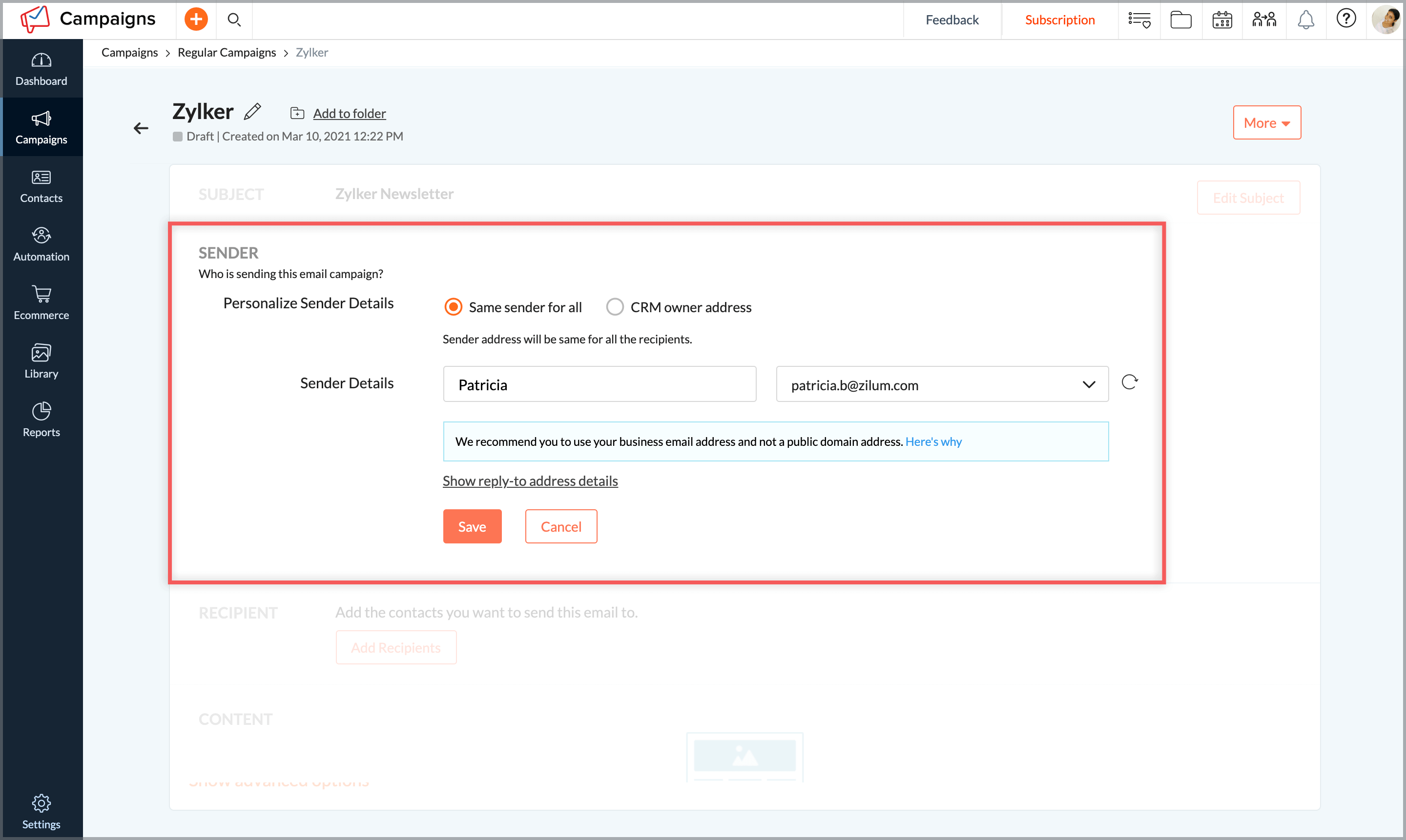 Can I send calendar based emails to my contacts?