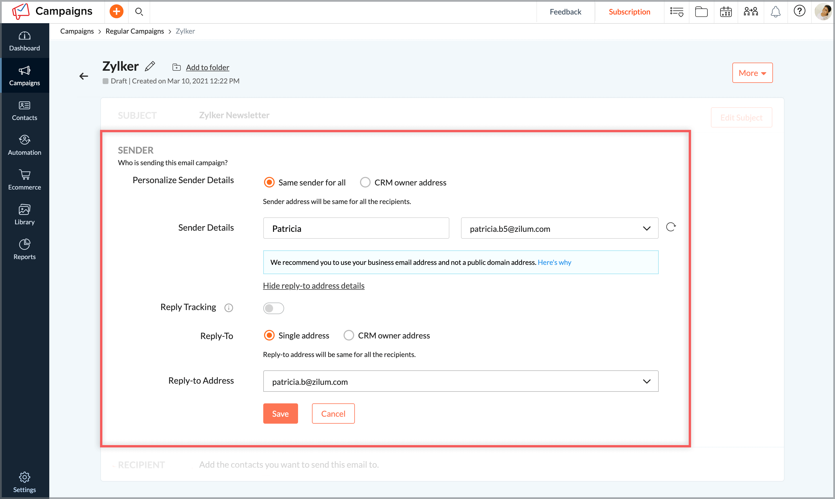 Can I send calendar based emails to my contacts?