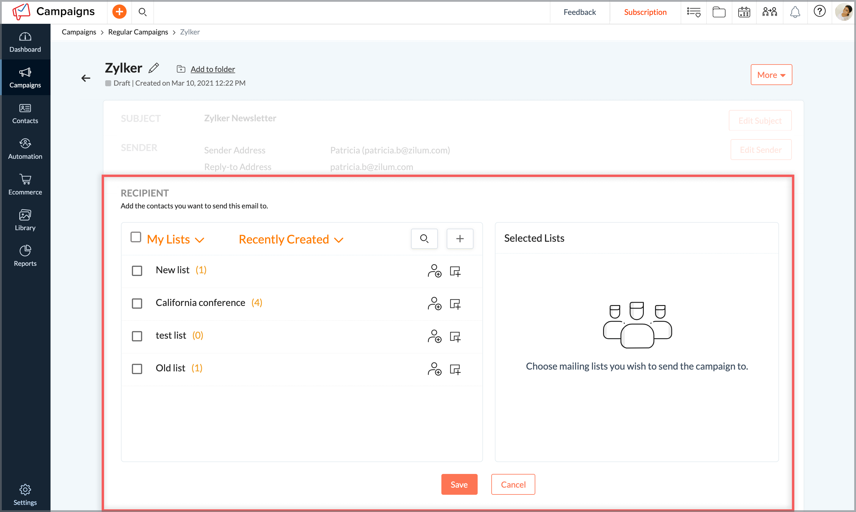 Can I send calendar based emails to my contacts?