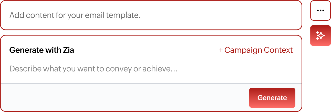 Generate email content with Zia using prompts and campaign context