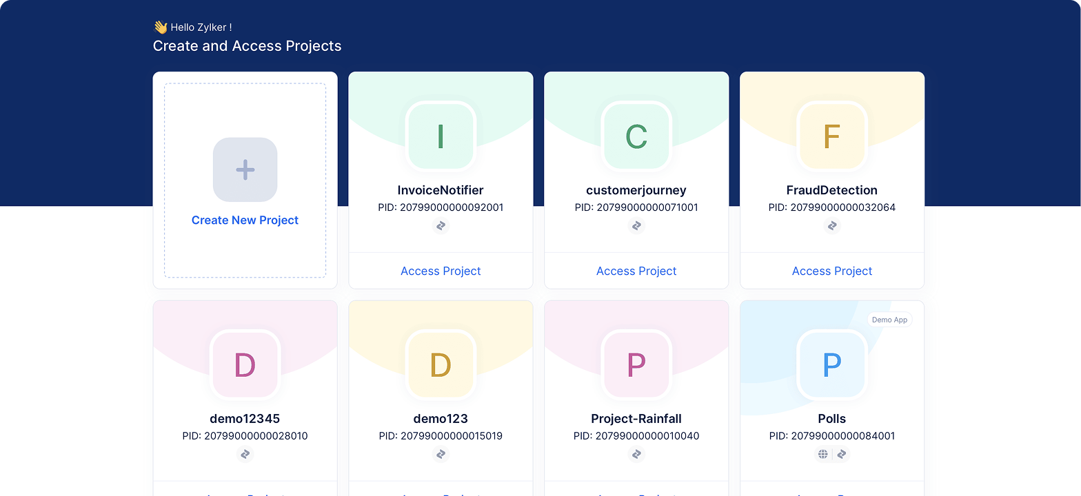Catalyst console showing project creation