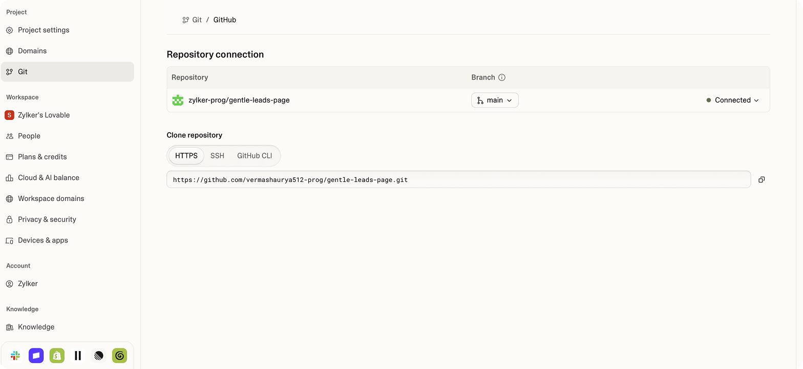 GitHub authorization and connection page