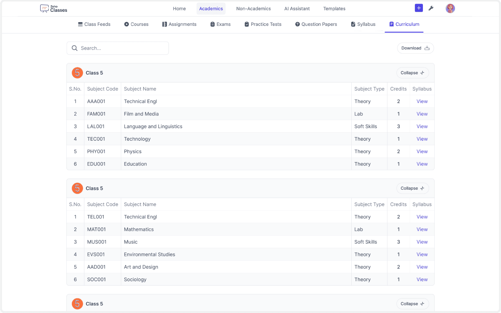 Syllabus Tracking with AI in Zoho Classes