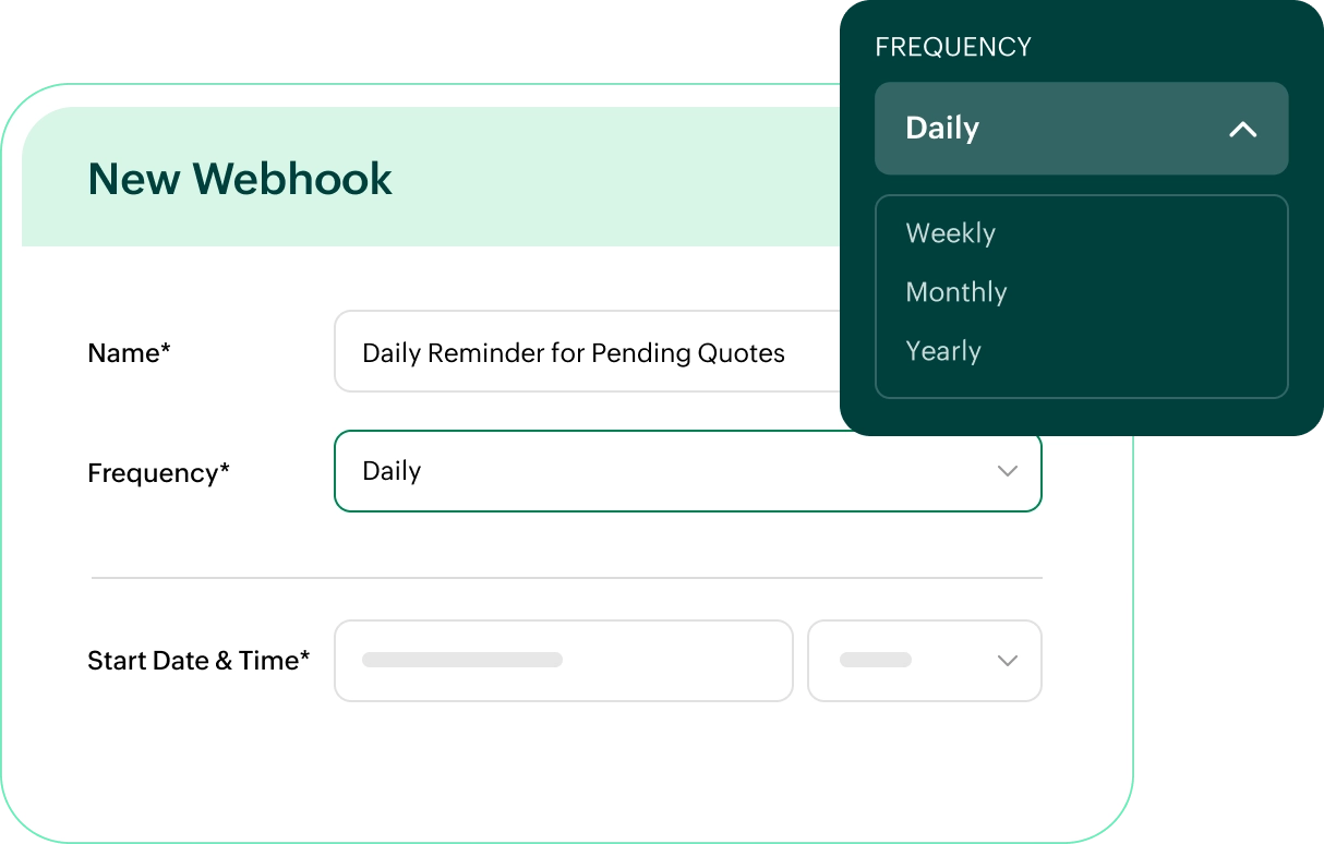 Scheduled workflow frequency setup