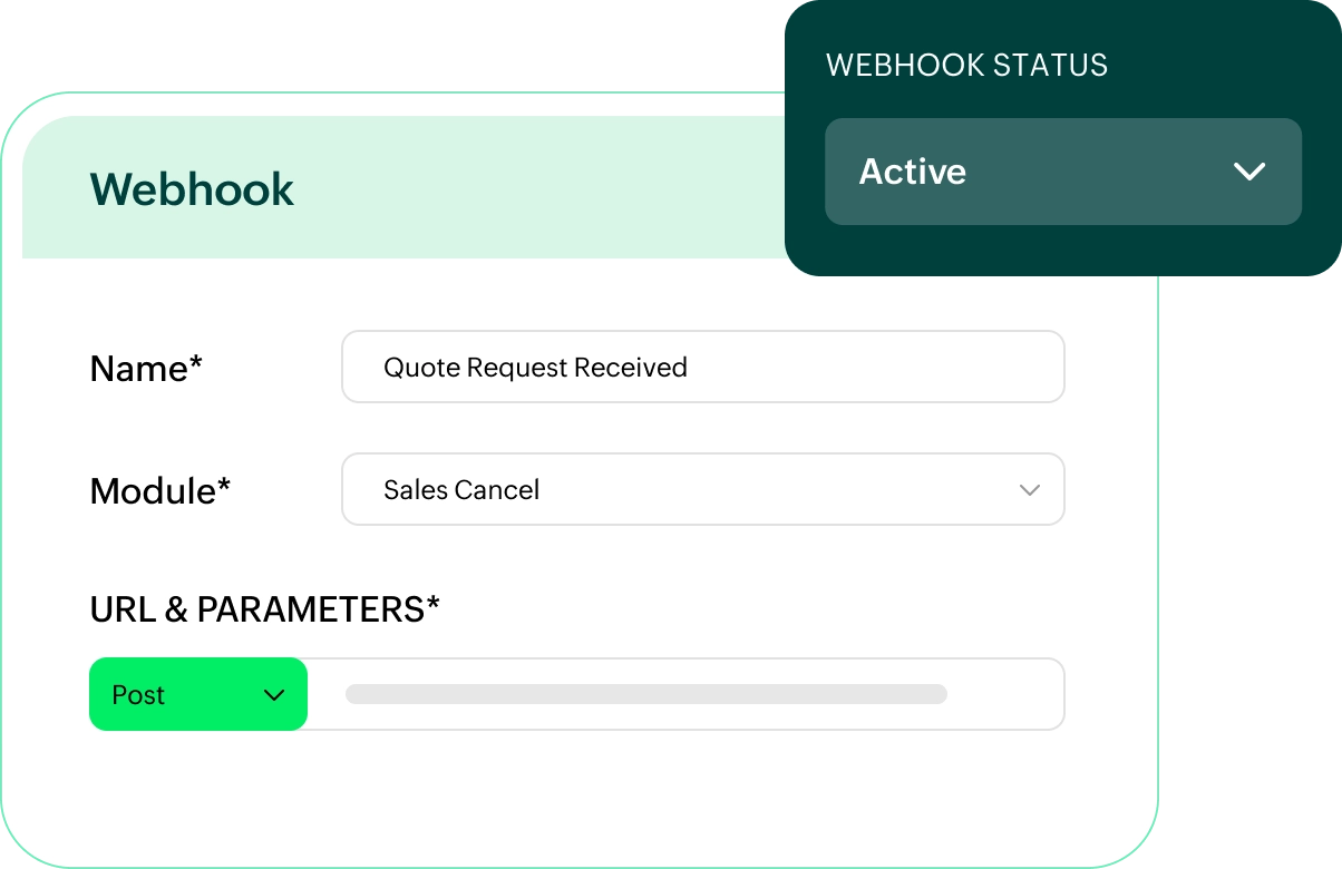 Webhooks configuration in real time