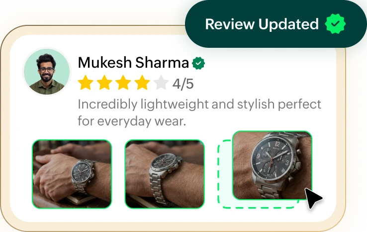 Review section displaying customer-uploaded product photos