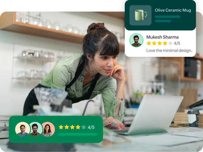Product reviews on mobile storefront