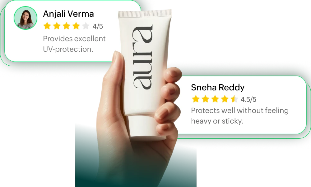 Product page showing customer star ratings and written reviews