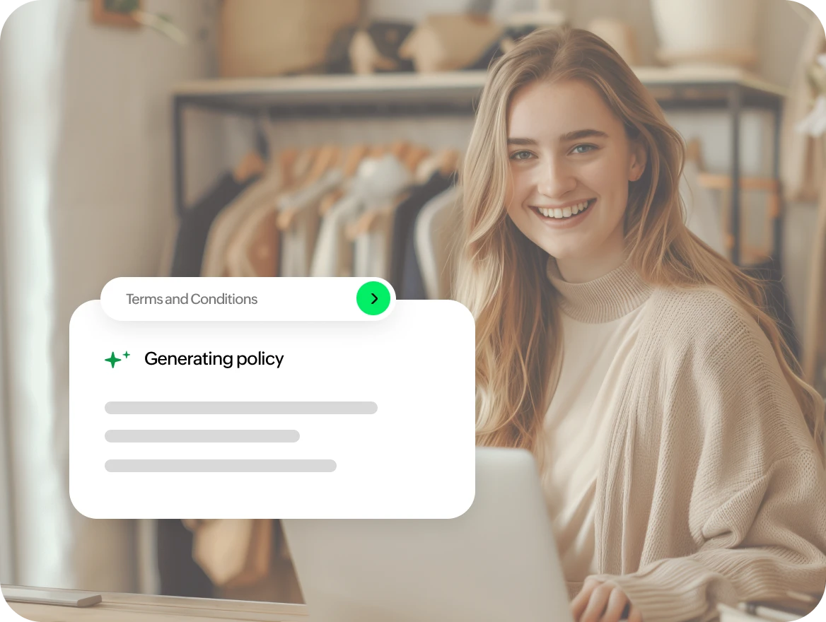 Terms and conditions generator illustration with policy preview UI
