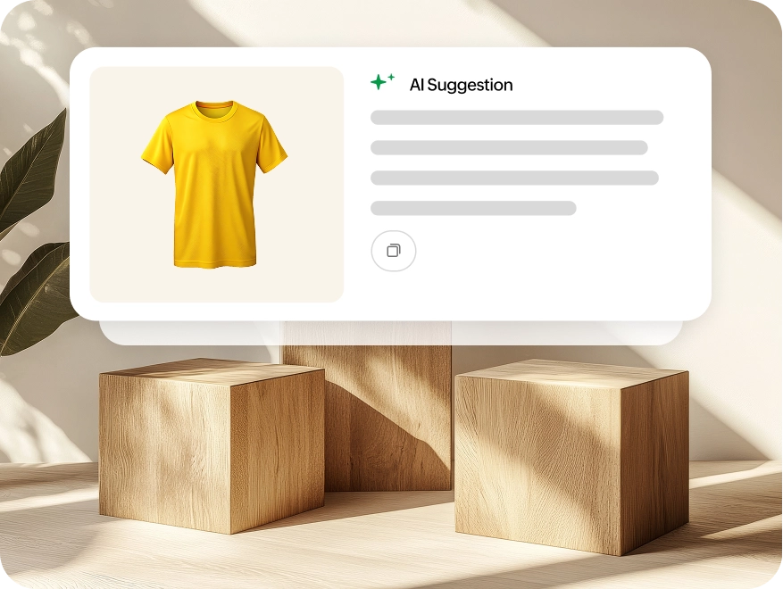 Example of an AI-generated product description suggestion - yellow shirt