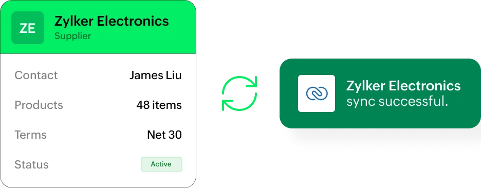 Seamless account and vendor sync between Zoho Commerce and Zoho CRM