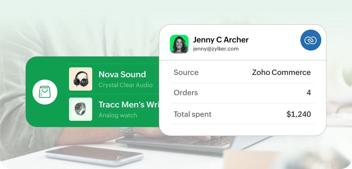 Efficient data sync of contacts and products between Zoho Commerce and Zoho CRM