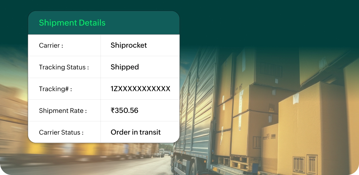 Shiprocket shipment details and real-time tracking in Zoho Commerce