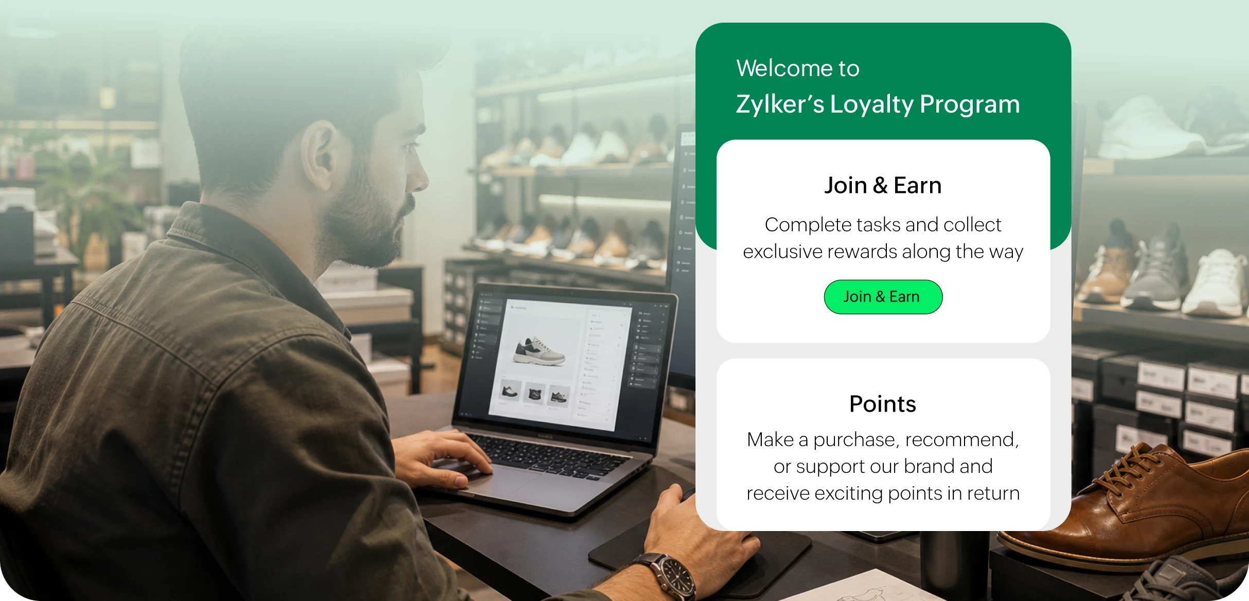 Zoho Thrive loyalty widget on a Zoho Commerce storefront
