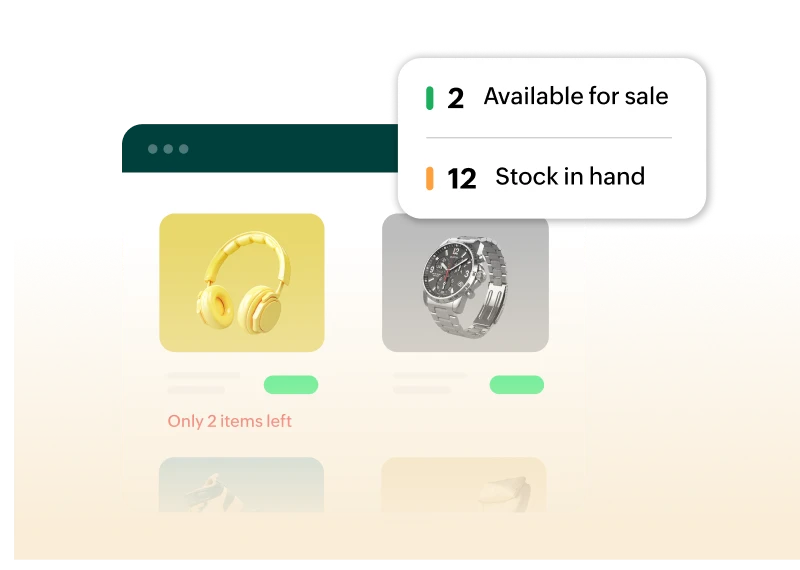 Inventory dashboard showing available and in-stock items