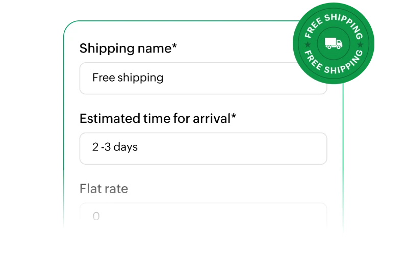 Shipping configuration with free shipping and estimated time options